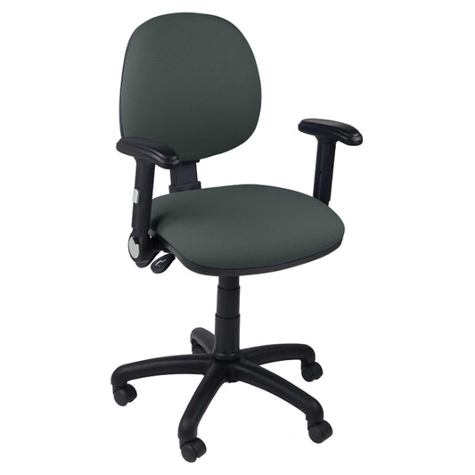 Function operator chair, mid back, black base, folding arms, standard castor, fabric upholstery, dark grey - Aspiration Life