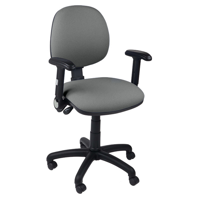 Function operator chair, mid back, black base, folding arms, standard castor, fabric upholstery, grey - Aspiration Life
