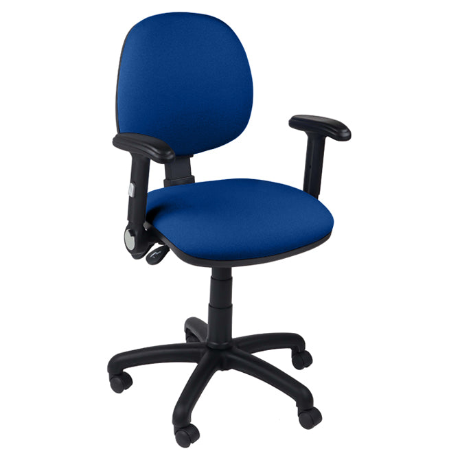 Function operator chair, mid back, black base, folding arms, standard castor, fabric upholstery, navy - Aspiration Life
