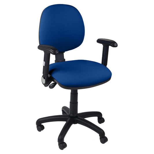 Function operator chair, mid back, black base, folding arms, standard castor, fabric upholstery, navy - Aspiration Life