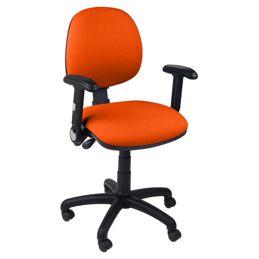 Function operator chair, mid back, black base, folding arms, standard castor, fabric upholstery, orange - Aspiration Life