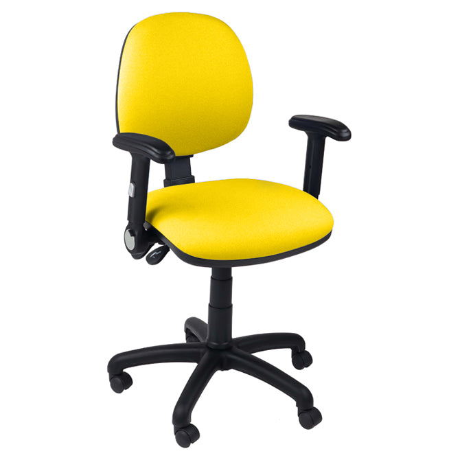 Function operator chair, mid back, black base, folding arms, standard castor, fabric upholstery, yellow - Aspiration Life