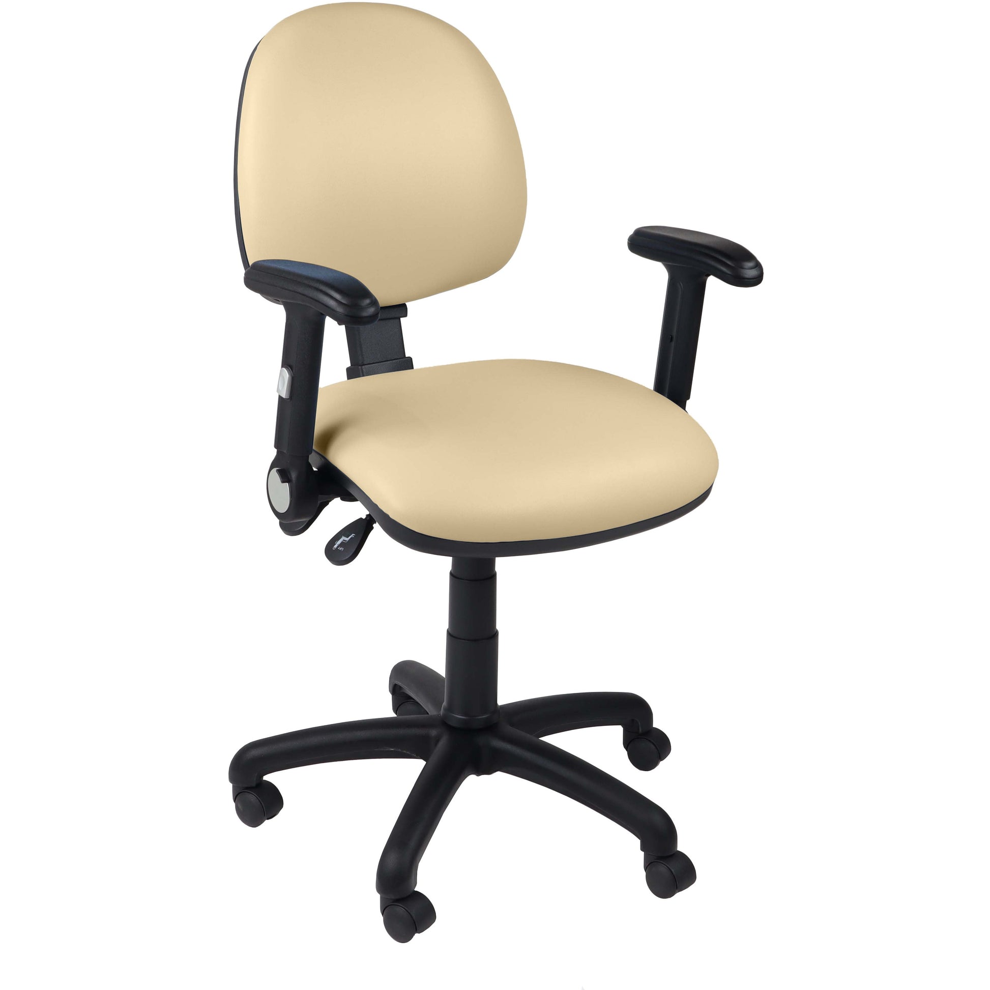 Function operator chair, mid back, black base, folding arms, standard castor, vinyl upholstery, beige - Aspiration Life