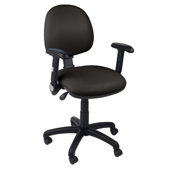 Function operator chair, mid back, black base, folding arms, standard castor, vinyl upholstery, black - Aspiration Life