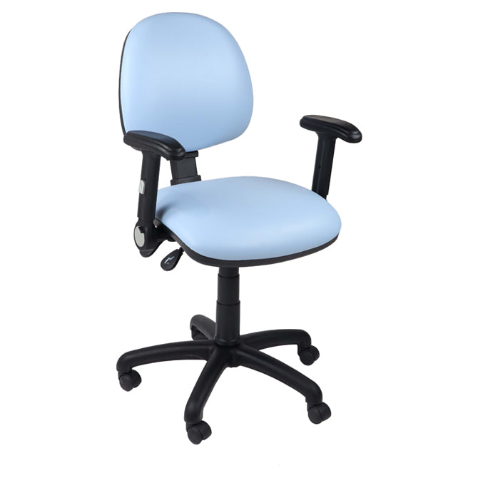 Function operator chair, mid back, black base, folding arms, standard castor, vinyl upholstery, cool blue - Aspiration Life