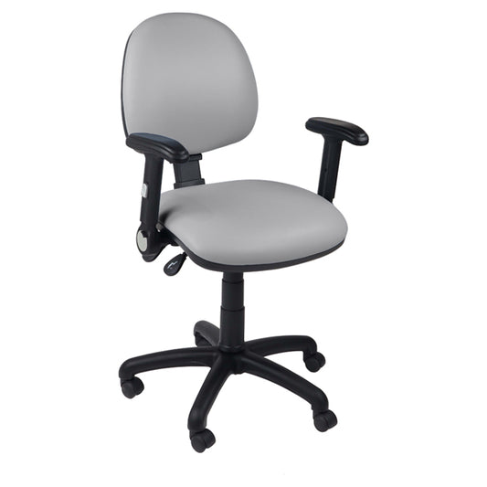 Function operator chair, mid back, black base, folding arms, standard castor, vinyl upholstery, grey - Aspiration Life