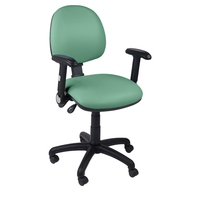 Function operator chair, mid back, black base, folding arms, standard castor, vinyl upholstery, mint - Aspiration Life