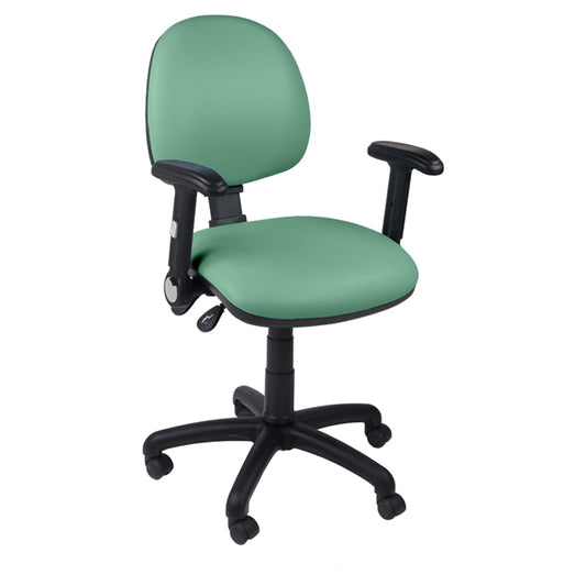 Function operator chair, mid back, black base, folding arms, standard castor, vinyl upholstery, mint - Aspiration Life