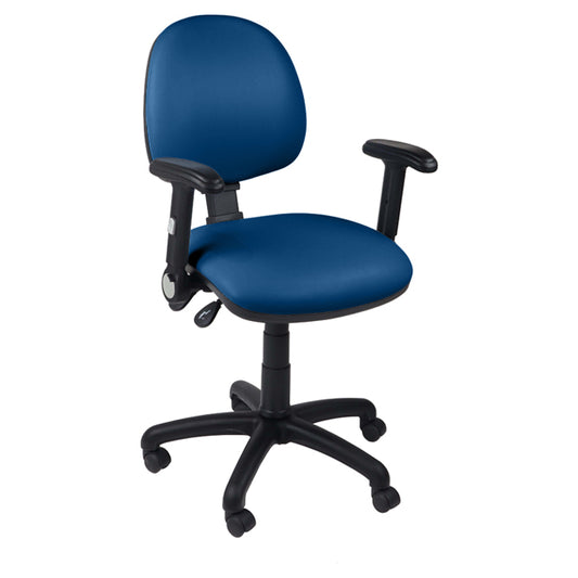 Function operator chair, mid back, black base, folding arms, standard castor, vinyl upholstery, navy - Aspiration Life