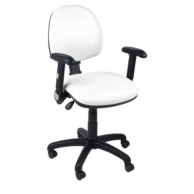 Function operator chair, mid back, black base, folding arms, standard castor, vinyl upholstery, white - Aspiration Life
