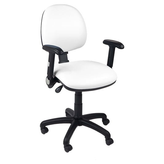 Function operator chair, mid back, black base, folding arms, standard castor, vinyl upholstery, white - Aspiration Life