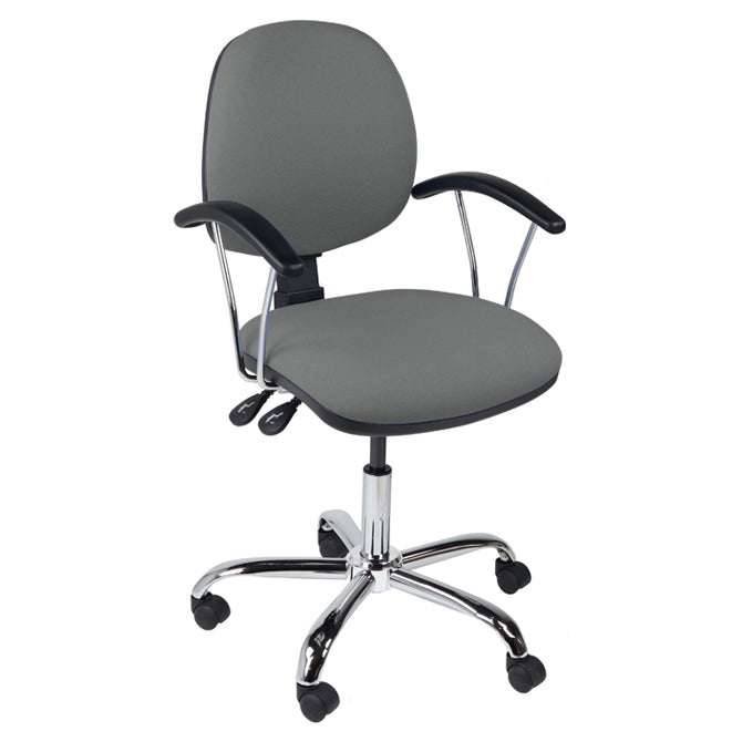 Function operator chair, mid back, chrome base, fixed arms, standard castor, fabric upholstery, navy - Aspiration Life