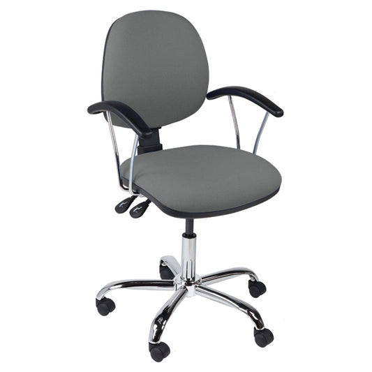 Function operator chair, mid back, chrome base, fixed arms, standard castor, fabric upholstery, grey - Aspiration Life