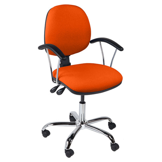 Function operator chair, mid back, chrome base, fixed arms, standard castor, fabric upholstery, orange - Aspiration Life