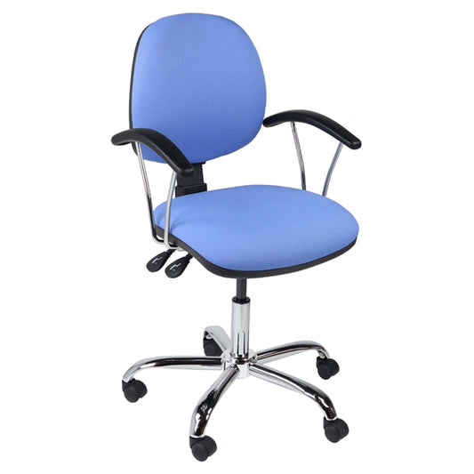 Function operator chair, mid back, chrome base, fixed arms, standard castor, fabric upholstery, sky blue - Aspiration Life