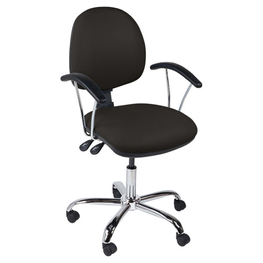 Function operator chair, mid back, chrome base, fixed arms, standard castor, vinyl upholstery, black - Aspiration Life