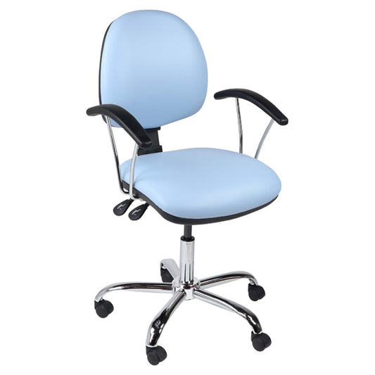 Function operator chair, mid back, chrome base, fixed arms, standard castor, vinyl upholstery, cool blue - Aspiration Life