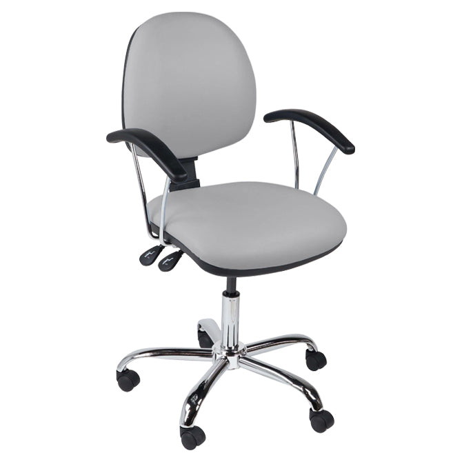 Function operator chair, mid back, chrome base, fixed arms, standard castor, vinyl upholstery, grey - Aspiration Life