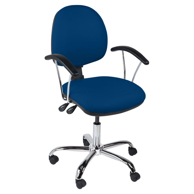 Function operator chair, mid back, chrome base, fixed arms, standard castor, vinyl upholstery, navy - Aspiration Life