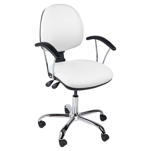 Function operator chair, mid back, chrome base, fixed arms, standard castor, vinyl upholstery, white - Aspiration Life
