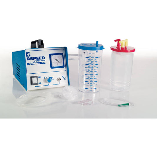 3A ASPEED Suction Unit Double Pump with 1000cc Jar + Liner + 10 Catheters - Carey Medical