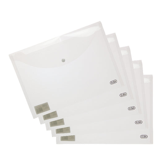 ELBA SNAP WALLET PP A4 CLEAR Pack Of 5 - Elba