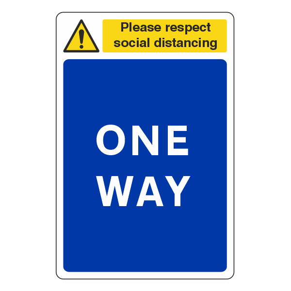 Respect Social Distancing - One Way Sign - Medisigns