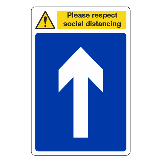 Respect Social Distancing - Arrow Ahead Sign - Medisigns