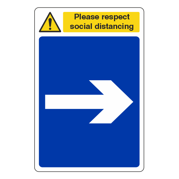 Respect Social Distancing - Arrow Right Sign - Medisigns