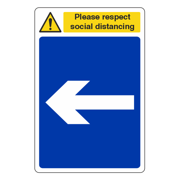 Respect Social Distancing - Arrow Left Sign - Medisigns