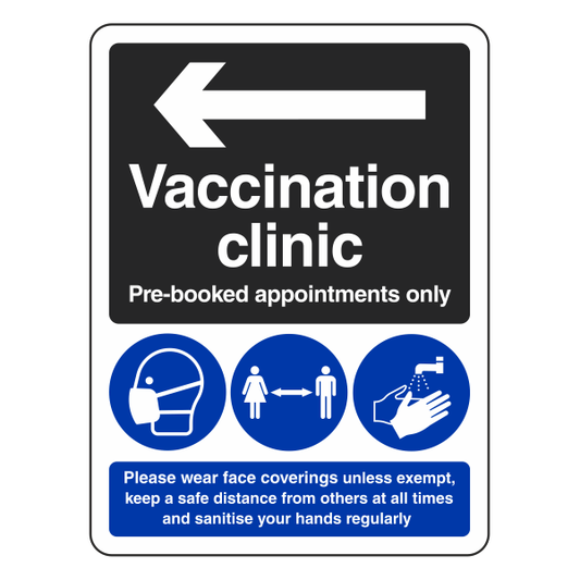 Vaccination Clinic - Arrow Left Sign - Medisigns