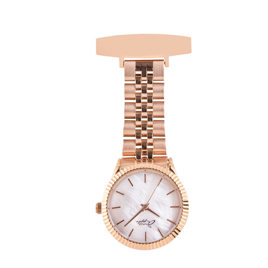 Annie Apple Nurses Fob Watch - Callista - Pearl/Rose Gold - Link - 35mm - Annie Apple