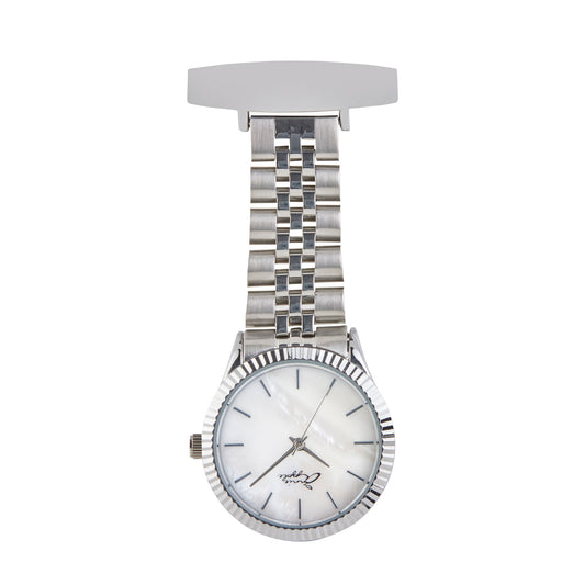 Annie Apple Nurses Fob Watch - Callista - Pearl/Silver - Link - 35mm - Annie Apple
