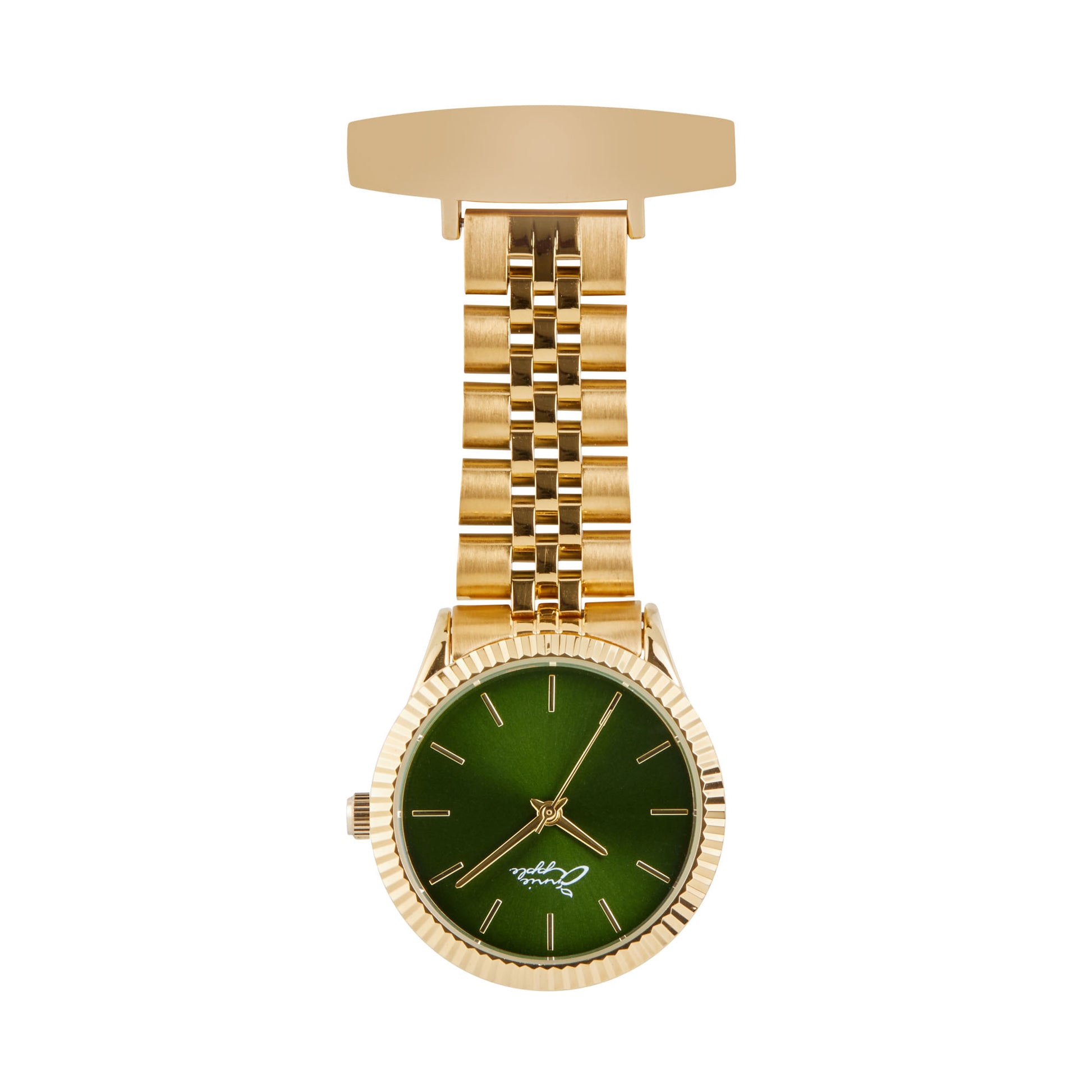 Annie Apple Nurses Fob Watch - Callista - Emerald/Gold - Link - 35mm - Annie Apple