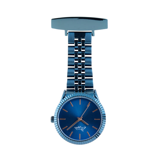 Annie Apple Nurses Fob Watch - Callista - Rose Gold/Blue - Link - 35mm - Annie Apple