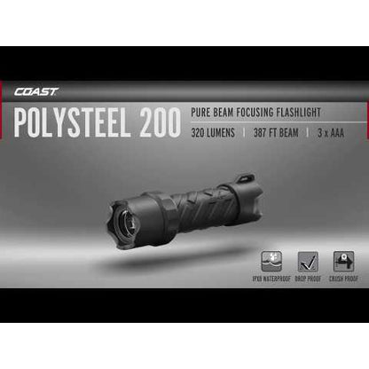 Coast Polysteel 200 Twist-Focusing LED Torch - Coast