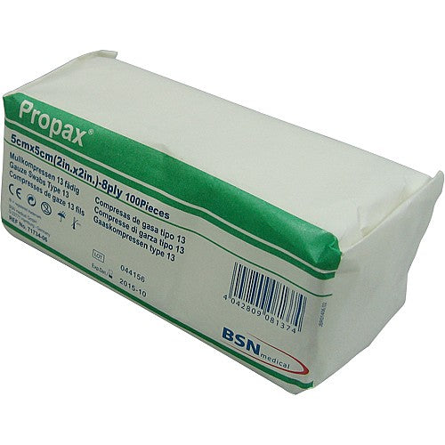 Propax Gauze Swabs Type 13 BP (Non-Sterile) Green 7.5cm x 7.5cm - 8ply Pack of 5