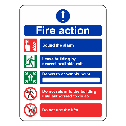 Fire Action Notice Sign - Do Not Use Lifts