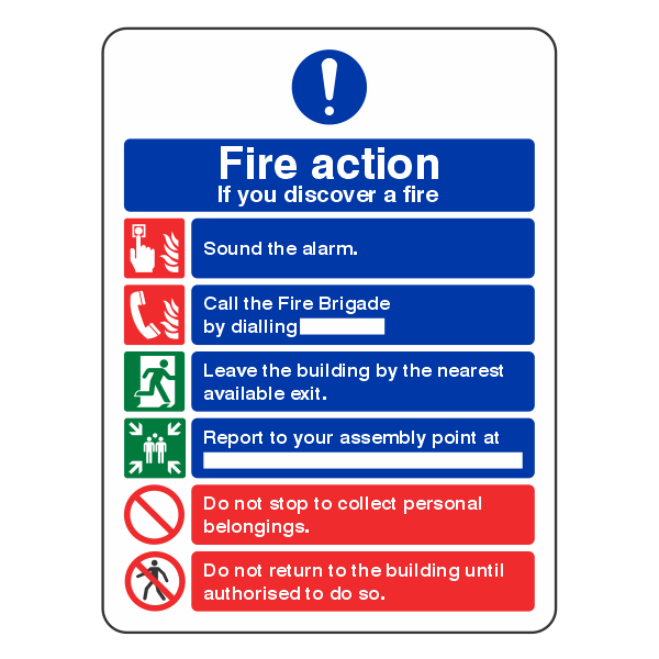 Fire Risk Notice Fire Action Notice Sign - If You Discover Fire – Medisave UK