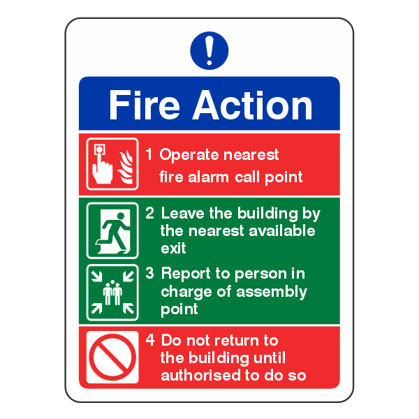 Fire Action Notice Sign - Operate Nearest Alarm - Medisigns