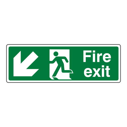 Fire Exit Sign - Arrow Down Left