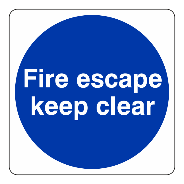Seco Feuerwehr-Schild 'FIRE ESCAPE Keep Clear' – 150x200 Mm, Selbstklebend, Blau/weiß, Für Innen & Außen