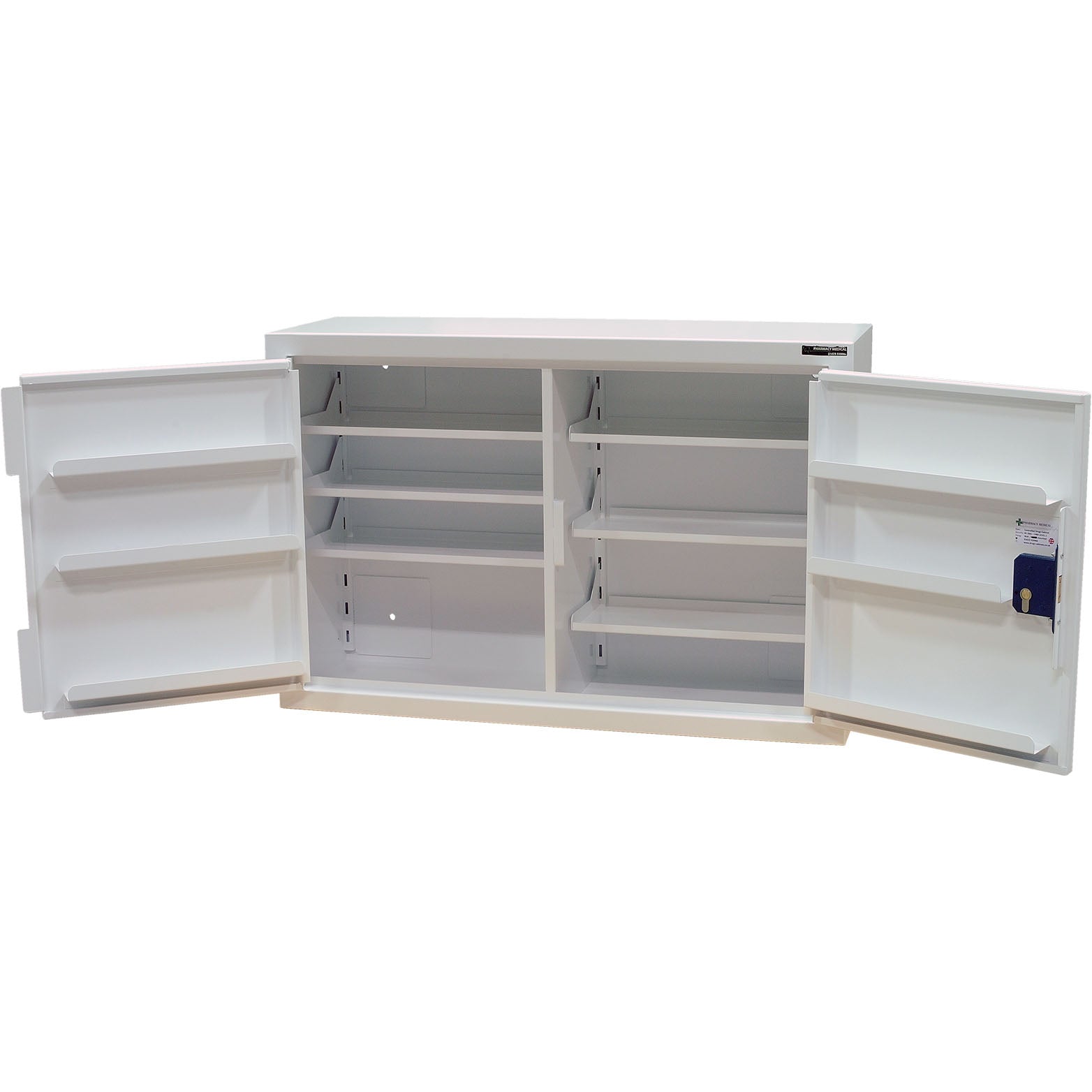 Controlled Drugs Cabinet 600 X 900 X 300mm | 6 Shelves (Adjustable) 6 Door Shelves | Double Door | Warning Light - HEC Cabinets