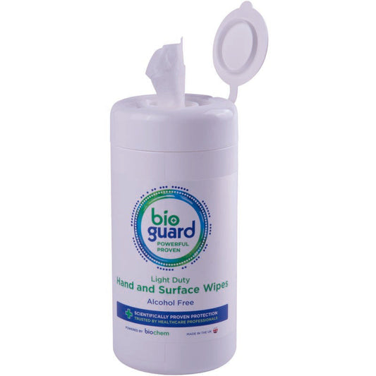 Light Duty Hand & Surface wipes (Alcohol Free) - 100 Wipes - Bioguard Hygiene