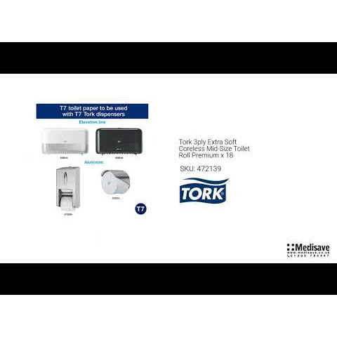 Tork 3ply Extra Soft Coreless Mid-Size Toilet Roll Premium x 18 - Tork