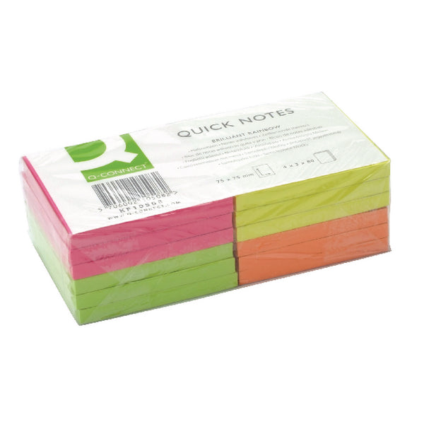 Quick Stick Note Q Connect Quick Sticky Note 76x76mm Neon (12) – Medisave UK