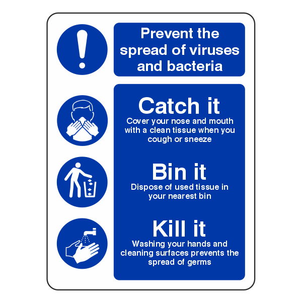 Catch It - Bin It - Kill It Sign - Medisigns