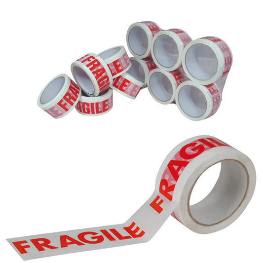 Tape Fragile White/Red Pp 50mmx66m Pack Of 6 - Vow