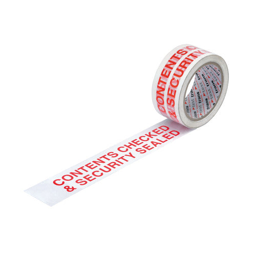 Tape Contents Checked Wh/Red Pp 50m Pack Of 6 - Vow