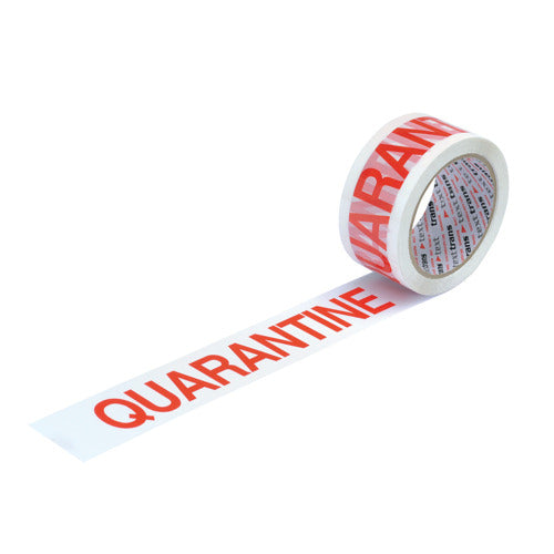 Printed Tape Quarantine 48mm White/Red pack of 6 - Spicers